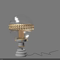 Illuminated Table Lamp With Transparent Spherical Shade Gold Braided Decoration And White Base
