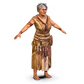 Traditional Tribal Character In Handmade Costume With Animal Companion And Decorative Pouches
