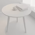 Light Wooden Round Table With Coffee Cup Books And Window View 3d model