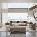 Luxurious Duplex Living Room With Spiral Staircase Stylish Furniture And Chandeliers