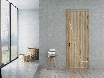 Modern swing door wooden door floor to ceiling window model