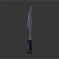 Blue Glowing Sword With Long Blade And Striped Blue Hilt Design