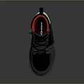 Stylish Black High Top Shoes with Red Lining Gray Sole and Lace Up Design