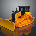 Yellow Heavy Duty Bulldozer With Crawler Tracks Front Blade And Cab