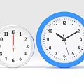 Two Wall Clocks With White And Blue Frames Showing Numbers And Hands 3d model