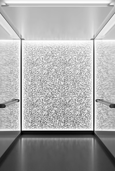 Three Panel Structure Featuring Central Snowy Noise Texture And Black Side Handles 3d model