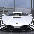 Lamborghini White Sports Car Aerodynamic Sleek Body Scissor Doors Modern Headlights Design