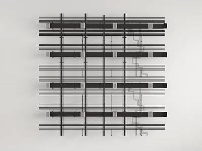Black and white pipes in grid like arrangement for industrial architectural design 3d model
