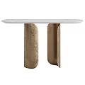 Elegant Modern Console Table With Marble Top And Brushed Metal Supports For Interior Decor