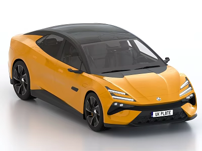 Yellow Lotus Sports Car With Black Roof Modern Sleek Lines And LED Headlights 3d model