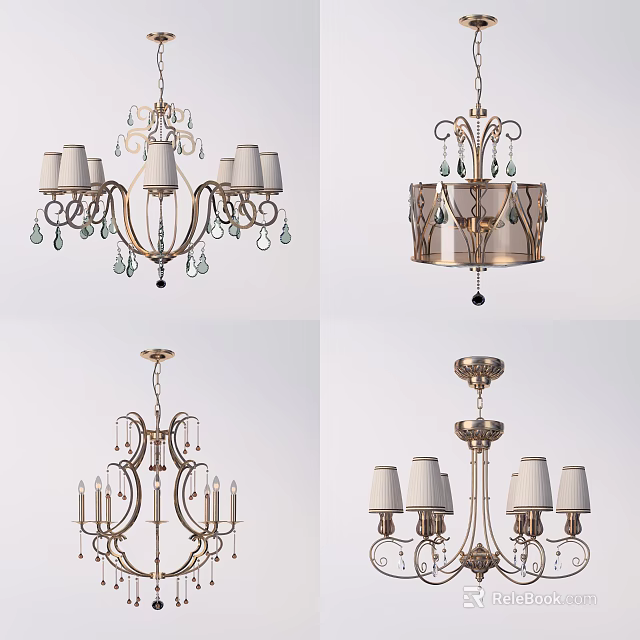 Modern Elegant Chandelier Collection With Metal Frames And Crystal Decorations 3d model