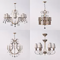 Modern Elegant Chandelier Collection With Metal Frames And Crystal Decorations 3d model
