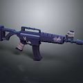 Modern Purple Tactical Assault Rifle 3D Render With Textured Design And Grip Attachment