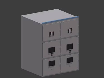 Industrial Storage Cabinet With Multiple Lockable Compartments And Grey Metal Design 3d model