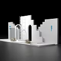 Elegant White Sign In Booth With Steps Archway And Decorative Flowers
