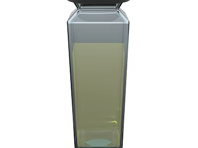 Transparent Vertical Container With Black Lid And Yellow Liquid Inside 3d model