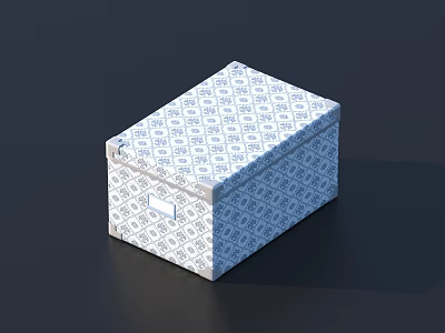 Elegant Decorative Ornament Set With Blue And White Pattern Storage Box And Metal Clasp 3d model