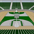 Modern Basketball Court In Sports Arena With Green Seats Wooden Floor And Marked Lines