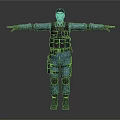 Full Body Security Officer in Blue Uniform Tactical Vest Cap Standing With Outstretched Arms