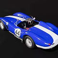 Classic Blue Convertible Race Car With Number 44 And White Accents