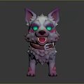 Cute Pink And White Stuffed Dog Doll With Green Eyes And Spiky Fur