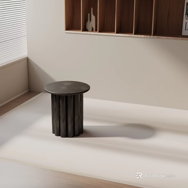 Modern Minimalist Black Metal Side Table With Cylindrical Base And Sleek Lines In Living Room 3d model 