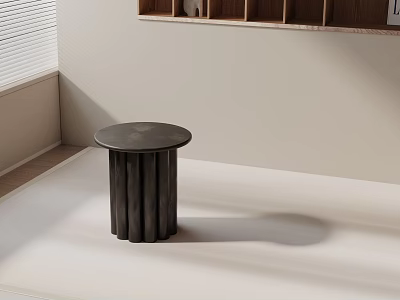 Modern Minimalist Black Metal Side Table With Cylindrical Base And Sleek Lines In Living Room 3d model