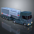 Dark Gray Truck With Tandem Trailer And Red Logos On Body