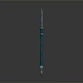 Teal Fantasy Axe With Intricate Carvings Decorative Handle Symmetric Blade And Ornamental Ring Base