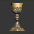 Ornate Golden Chalice With Intricate Carvings And Decorative Base For Household Use