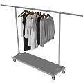 Mobile Clothes Rack With Wheels Hanging Various Clothes And Bottom Shelf 3d model