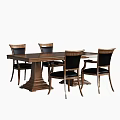 Modern Wooden Dining Table Set With 4 Chairs Black Leather Seats And Solid Wood Base
