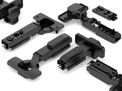 Black Metal Furniture Hardware Hinges Slides And Connectors Durable Design 3d model