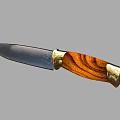 Vintage Knife with Wooden Handle and Brass Metal Accents Rusty Blade Design