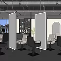 Spacious Modern Hair Salon Interior Design With Styling Chairs And Backlit Mirrors