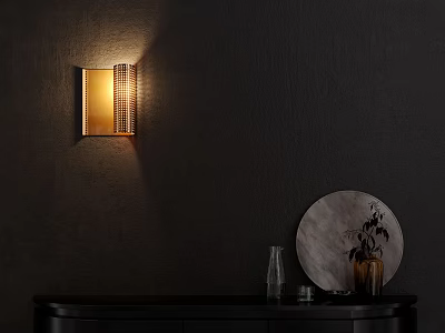 Elegant Modern Wall Lamp In Luxury Interior With Dark Wall And Decorative Plate 3d model
