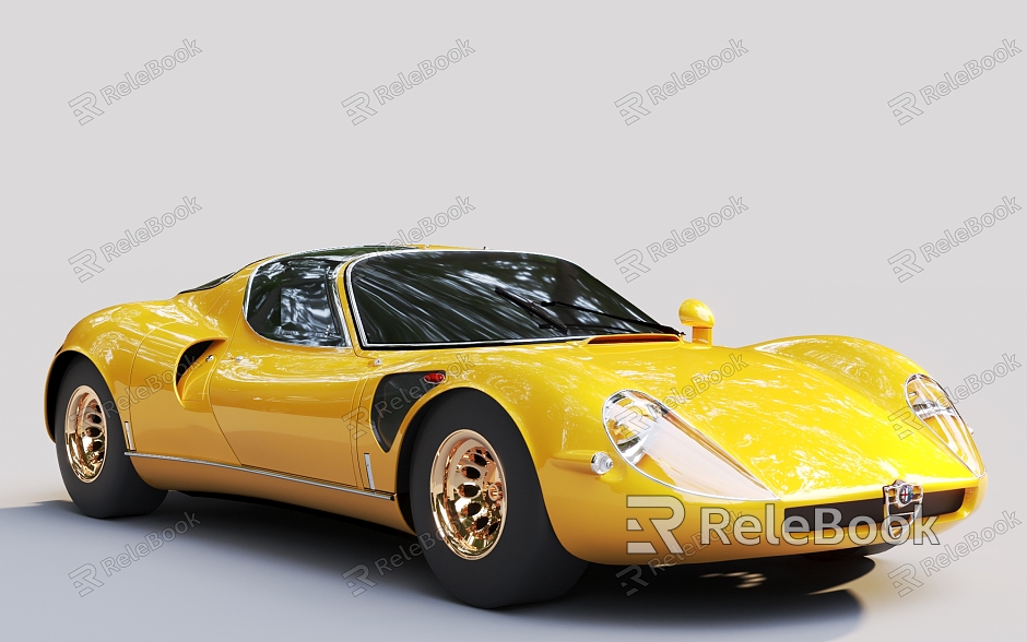 Yellow Car sports car Alfa Romeo model