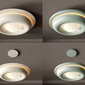 Modern Lighting Combinations Featuring Circular Light Strips Ceiling Pendant Lights White And Light Green 3d model