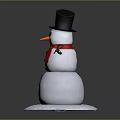 Cute Snowman Ornament With Black Top Hat Red Scarf Stick Arms And White Body