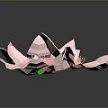 Several Pink Paper Flowers with Delicate Petals on Black Background and Shiny Reflections