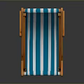 Blue And White Striped Folding Chair With Orange Wooden Frame