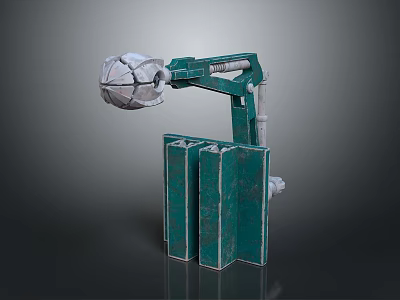 Green Vintage Screen Design With Mechanical Structure Rectangular Panels And Spherical Top 3d model