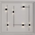 Modern Minimalist Black Geometric Wall Lamps with Symmetric Lines on White Wall Lighting