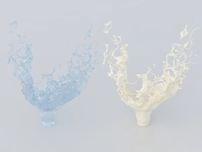 Garden Ornaments Featuring Blue And White Splash Shaped Decorative Designs 3d model