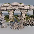 Chinese Rockery Stone Garden Landscape With Natural Rock Formations And Greenery