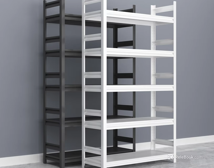 Modern Black And White Display Shelves With Multiple Tiers For Indoor Use 3d model 
