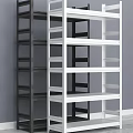 Modern Black And White Display Shelves With Multiple Tiers For Indoor Use