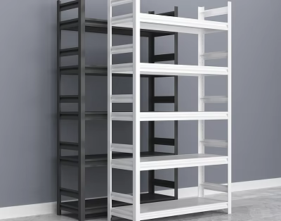 Modern Black And White Display Shelves With Multiple Tiers For Indoor Use 3d model