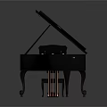 Elegant Black Grand Piano With Stool For Home Living Room Decor