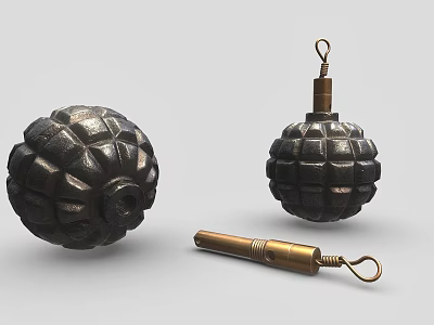 Vintage Military Grenade With Textured Surface And Metal Parts As Tactical Weapon 3d model